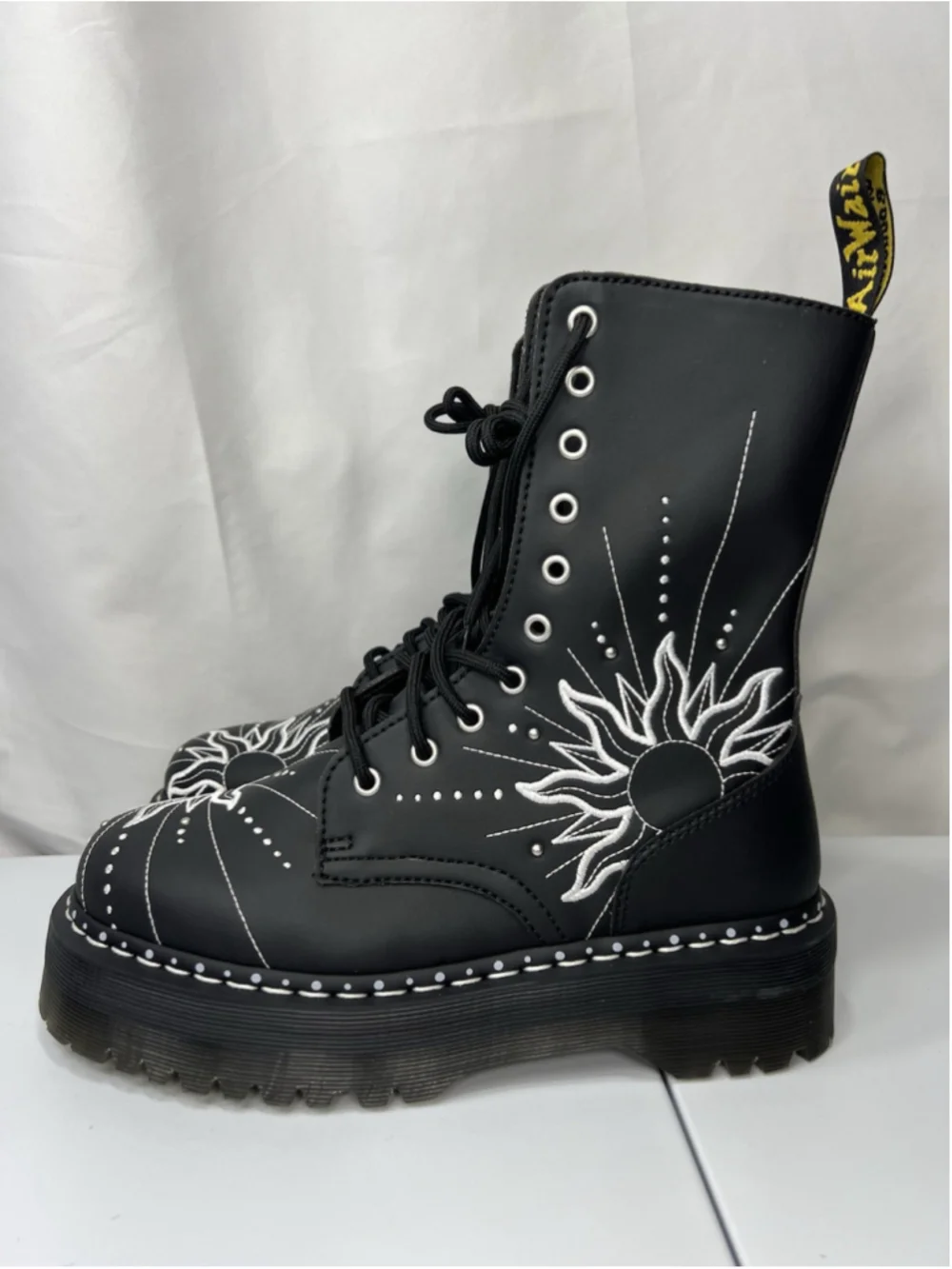 Dr Martens Jadon Hi Solar Flare Boot Embroidery Black 9L 8M Goth Punk Festive